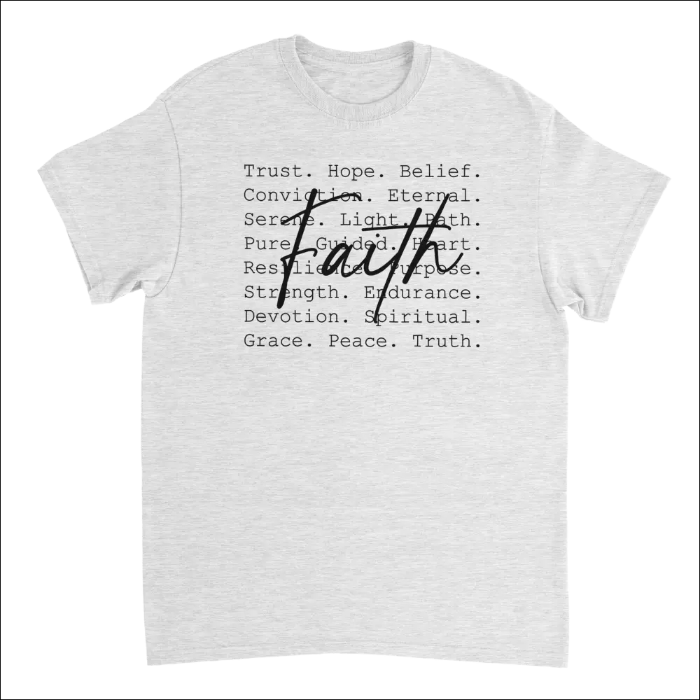 Faith-inspired heavyweight cotton t-shirt with cursive faith print