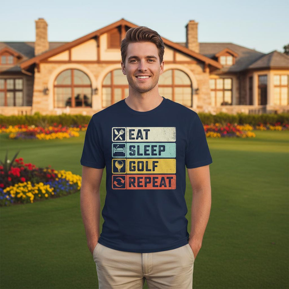 Eat Sleep Golf Repeat T-Shirt – Heavyweight Cotton, Classic Fit, Durable Casual Tee for Golfers - KPAP Canada