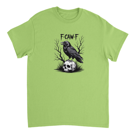 Gothic Raven Skull 'F - CAW - F' T-Shirt – Edgy Heavyweight Cotton, Classic Fit, Durable Casual Wear - KPAP Canada