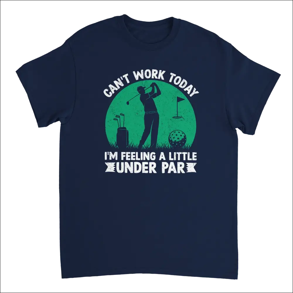 Navy blue cotton t-shirt with humorous under par golfer graphic