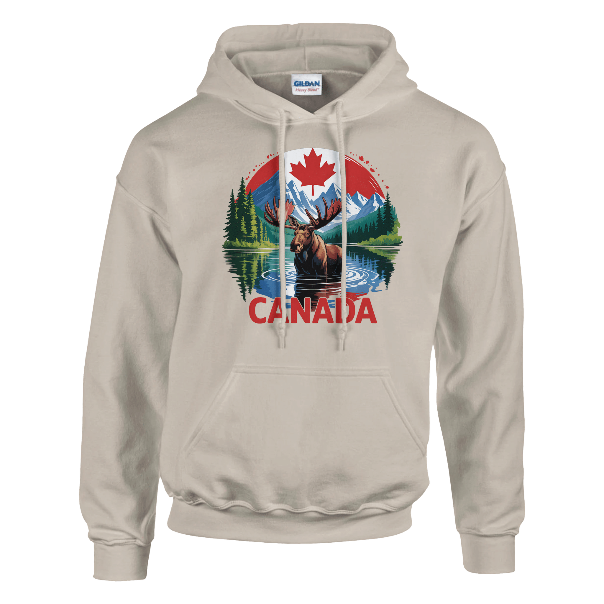 Canadian Moose & Mountains Pullover Hoodie – Heavy Blend Comfort - KPAP Canada