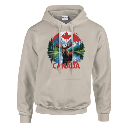 Canadian Moose & Mountains Pullover Hoodie – Heavy Blend Comfort - KPAP Canada