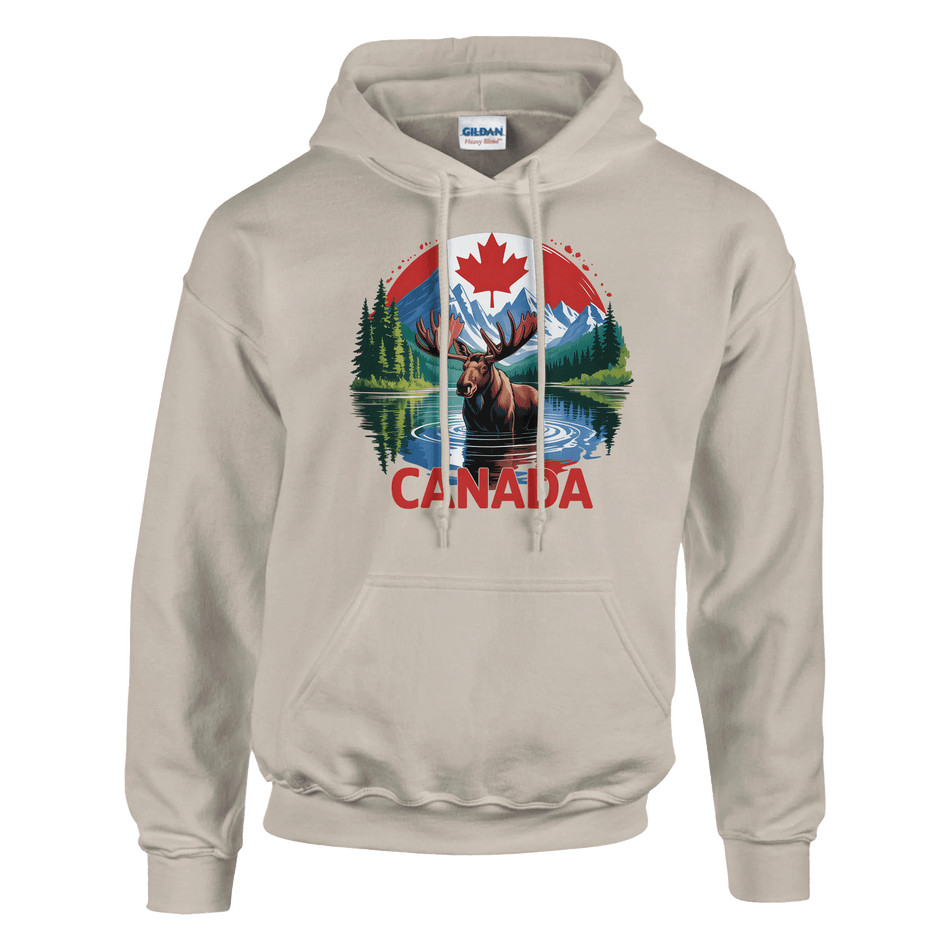 Canadian Moose & Mountains Pullover Hoodie – Heavy Blend Comfort - KPAP Canada