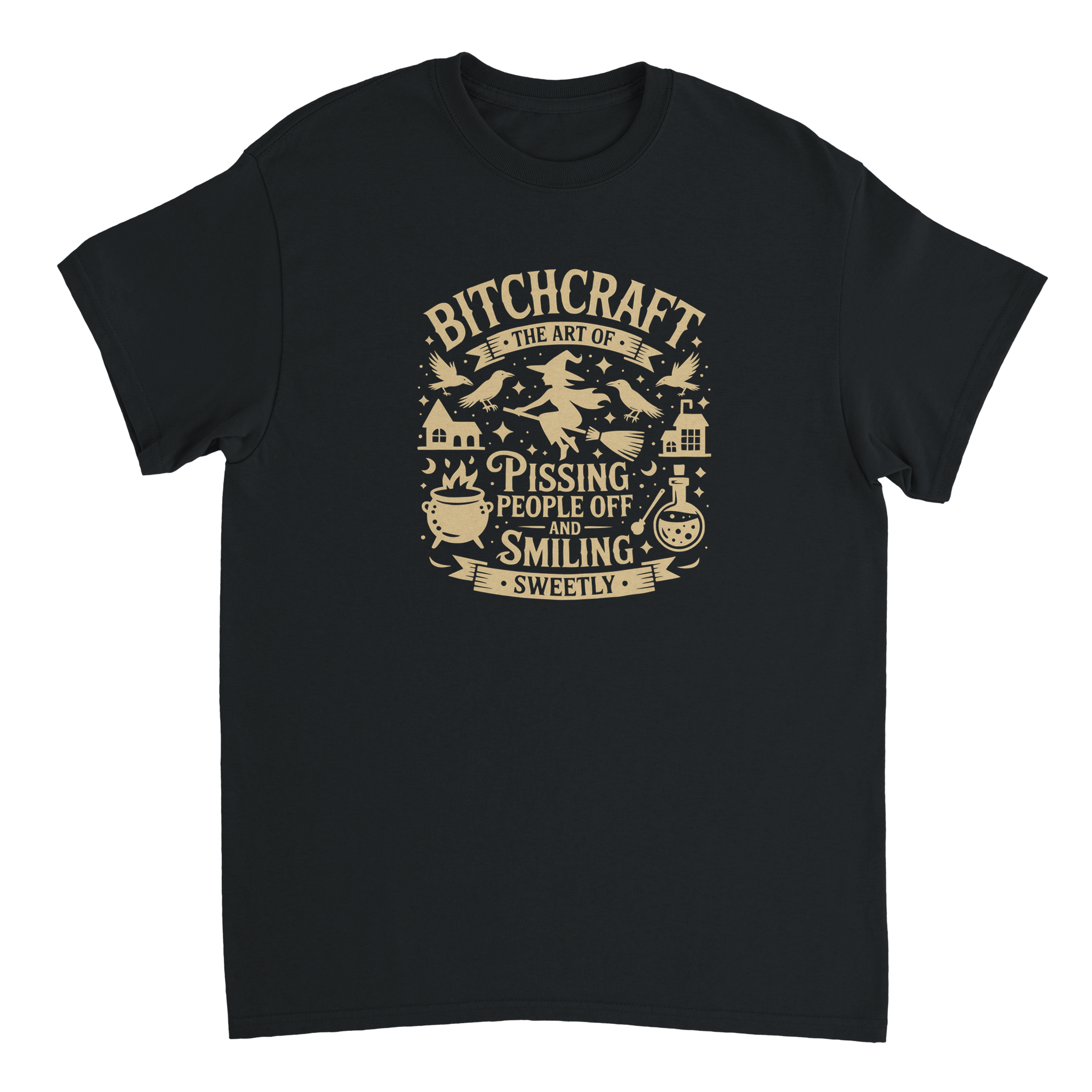 Bitchcraft: The Art of Pissing People Off & Smiling Sweetly T-Shirt – Witchy, Sassy & Spooky Cotton Tee - KPAP Canada