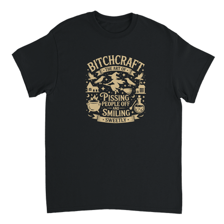 Bitchcraft: The Art of Pissing People Off & Smiling Sweetly T-Shirt – Witchy, Sassy & Spooky Cotton Tee - KPAP Canada