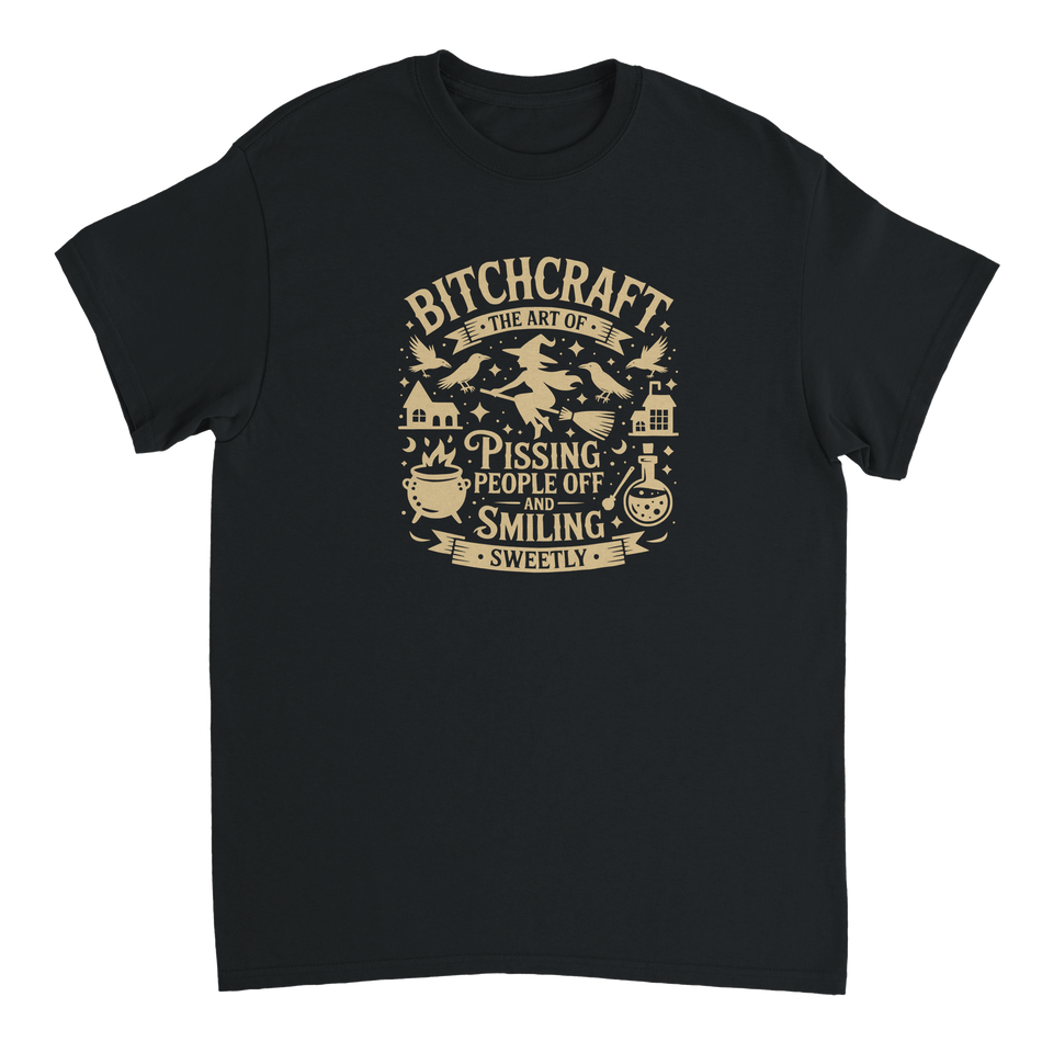 Bitchcraft: The Art of Pissing People Off & Smiling Sweetly T-Shirt – Witchy, Sassy & Spooky Cotton Tee - KPAP Canada