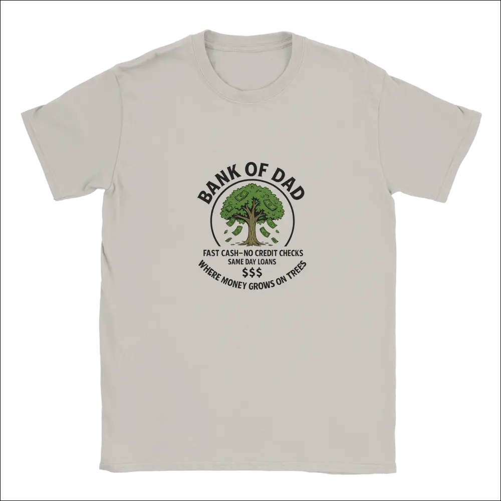 Funny Bank of Dad off-white cotton t-shirt with money tree graphic