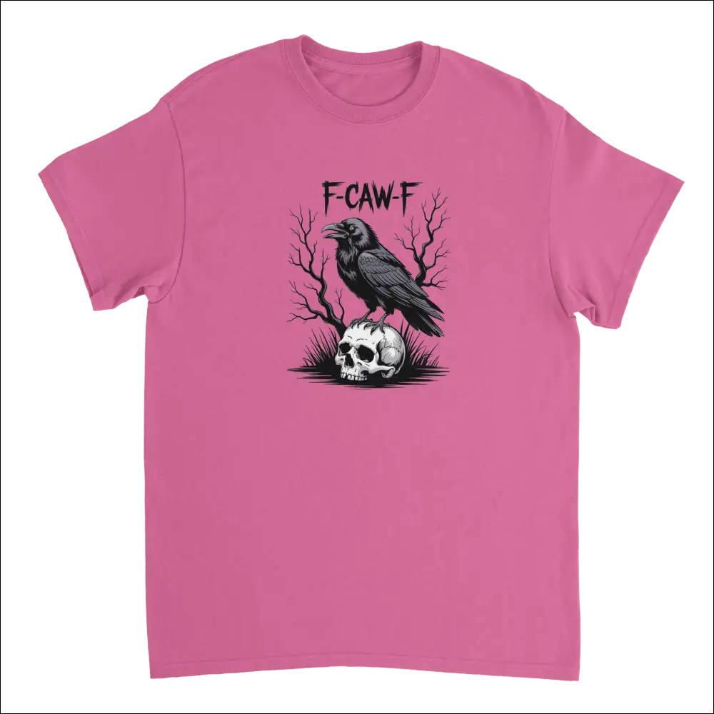 Pink Gothic Raven Skull F-Caw-F T-Shirt with crow graphic