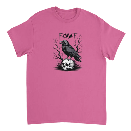 Pink Gothic Raven Skull F-Caw-F T-Shirt with crow graphic