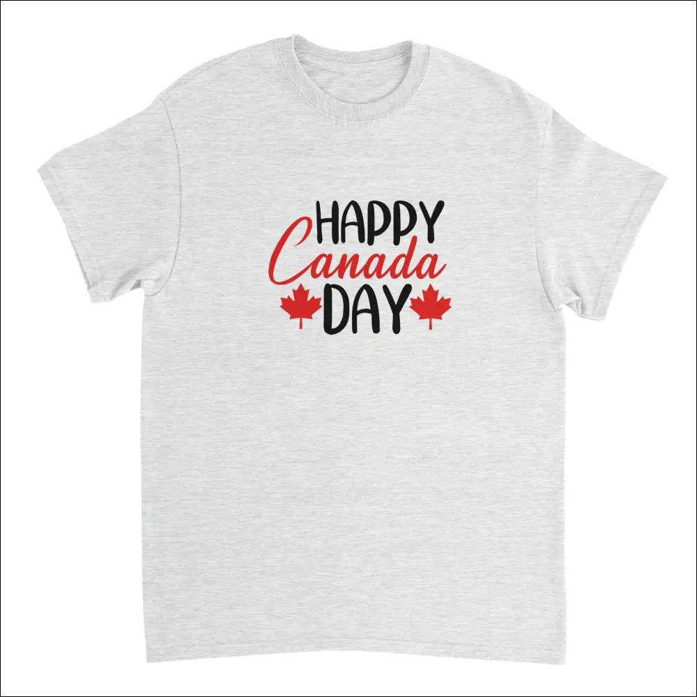 Heather gray Canada Day t-shirt with red maple leaf graphic