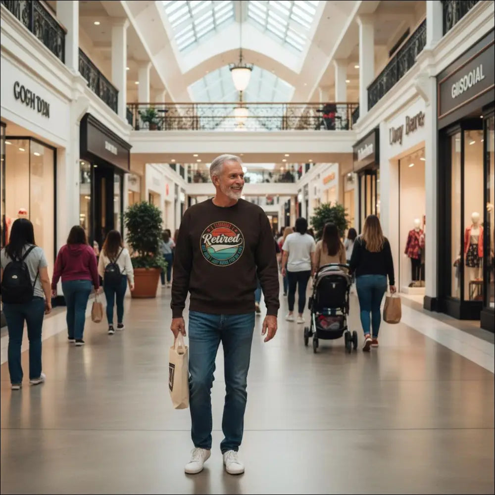 Retired sunset unisex classic sweatshirt in dark brown