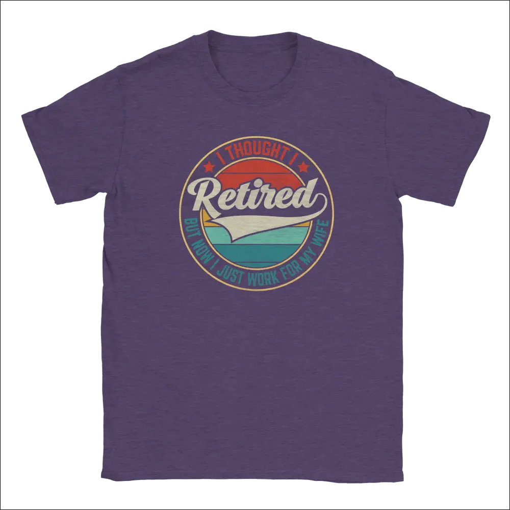 Purple retired unisex t-shirt with retro circular design