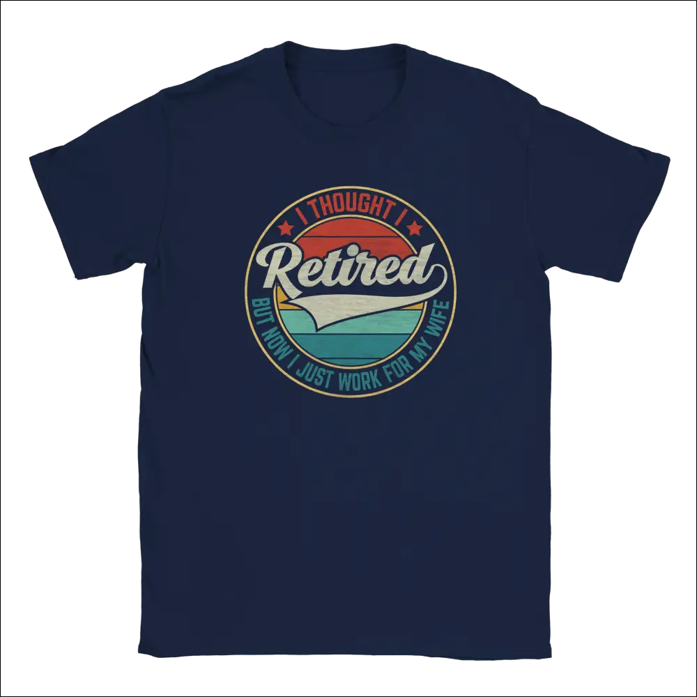 Navy blue Retired t-shirt with vintage graphic and stripes