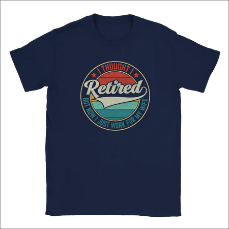 Navy blue Retired t-shirt with vintage graphic and stripes