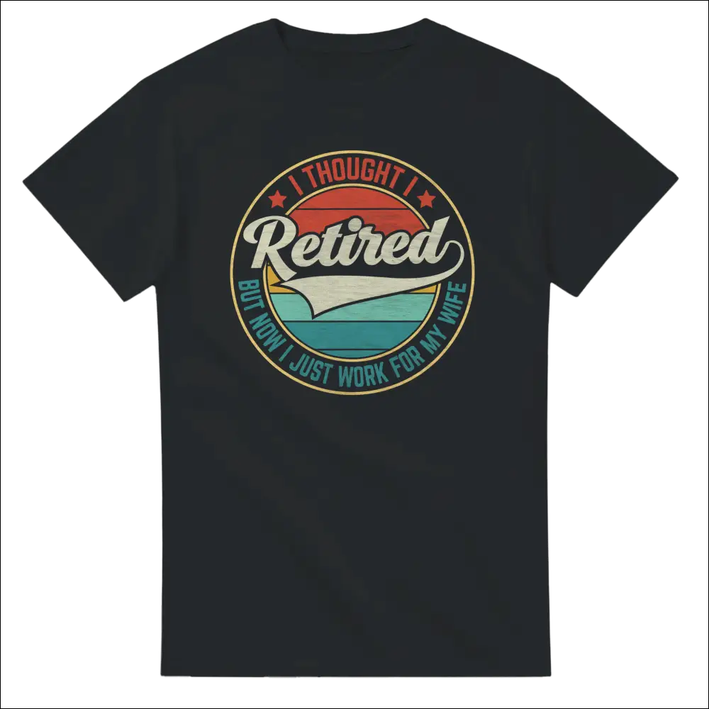 Black retired wife t-shirt with vintage graphic and stripes