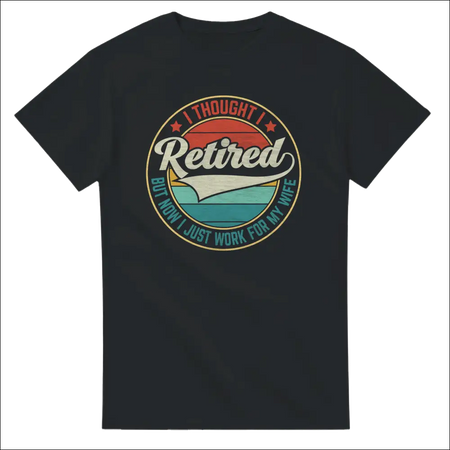 Black retired wife t-shirt with vintage graphic and stripes