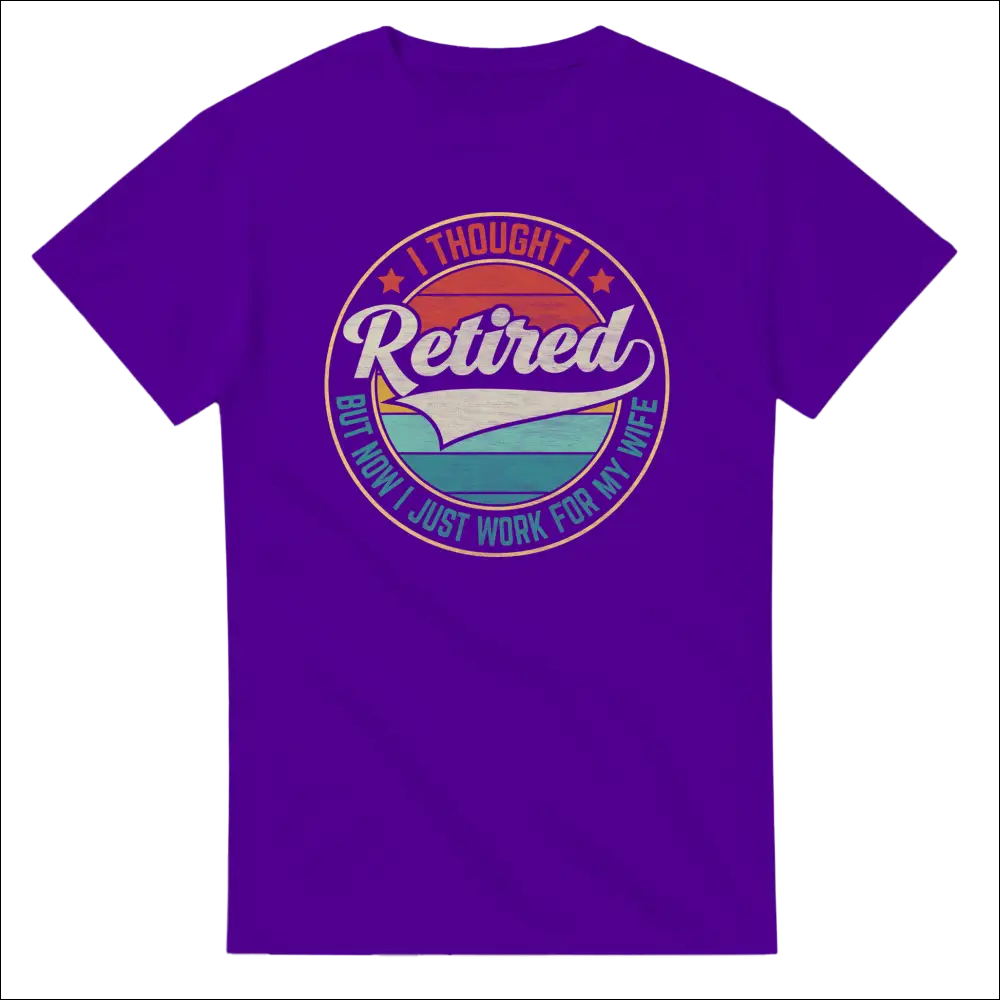 Purple unisex heavy cotton t-shirt with retired retro design
