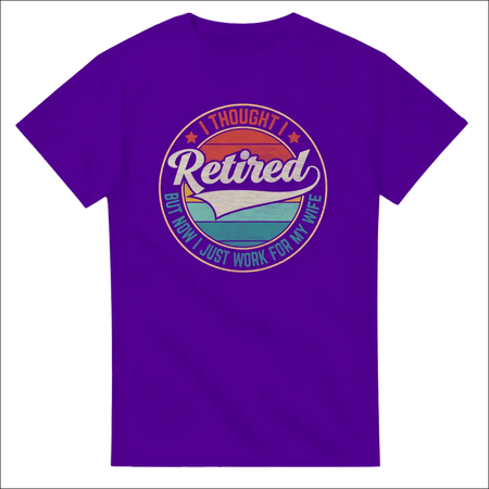Purple unisex heavy cotton t-shirt with retired retro design