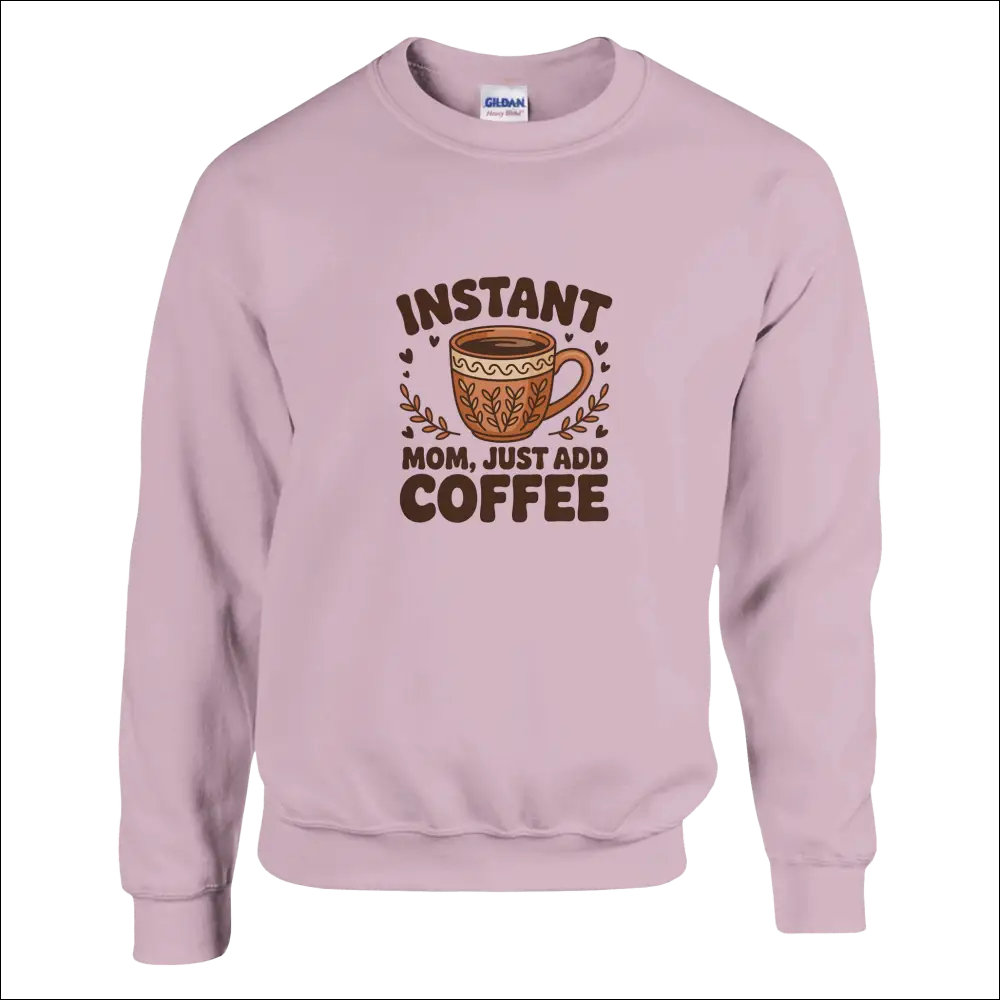 Instant Mom Coffee Sweatshirt in soft pink with illustrated cup design