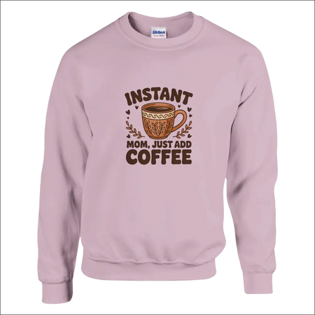Instant Mom Coffee Sweatshirt in soft pink with illustrated cup design