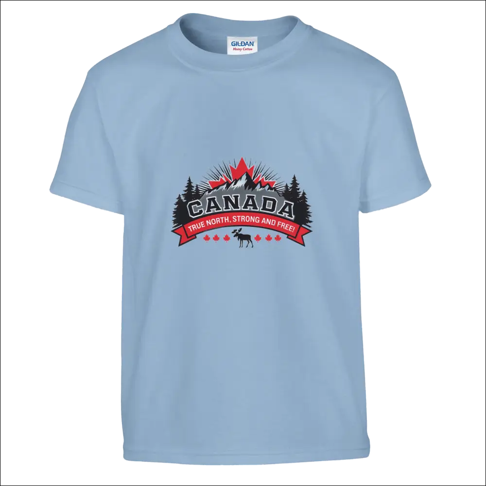 Kids light blue Gildan T-shirt with Canada True North graphic