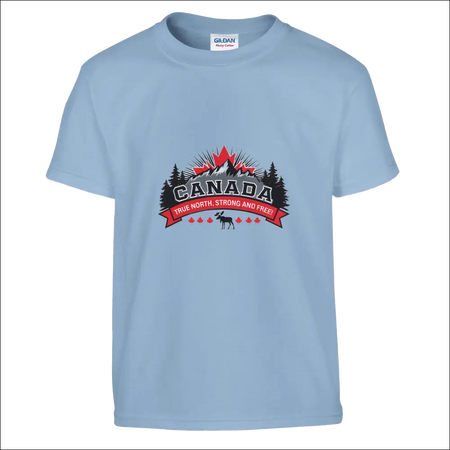 Kids light blue Gildan T-shirt with Canada True North graphic