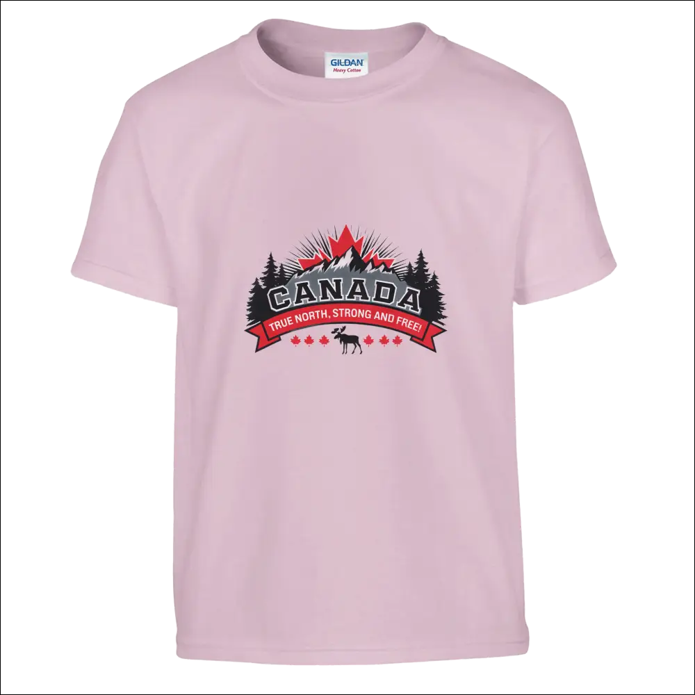 Kids Canada true north strong t-shirt with moose and mountains