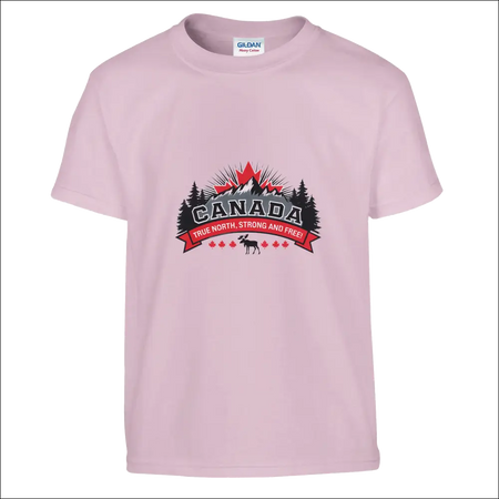 Kids Canada true north strong t-shirt with moose and mountains