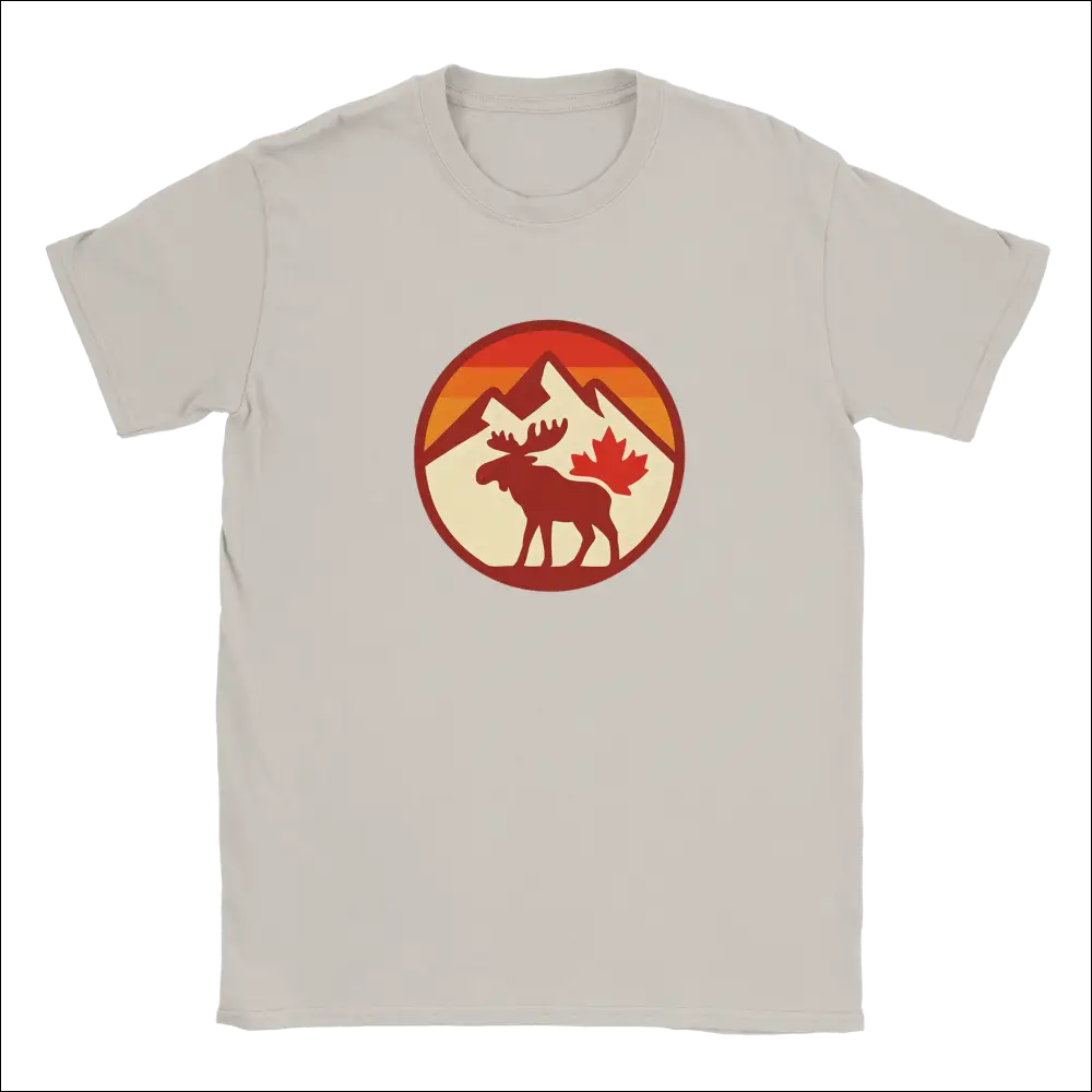 KPAP Canada Original beige t-shirt with moose, mountains, maple leaf graphic