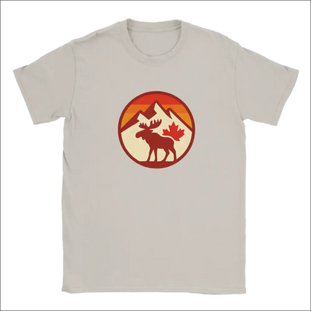KPAP Canada Original beige t-shirt with moose, mountains, maple leaf graphic