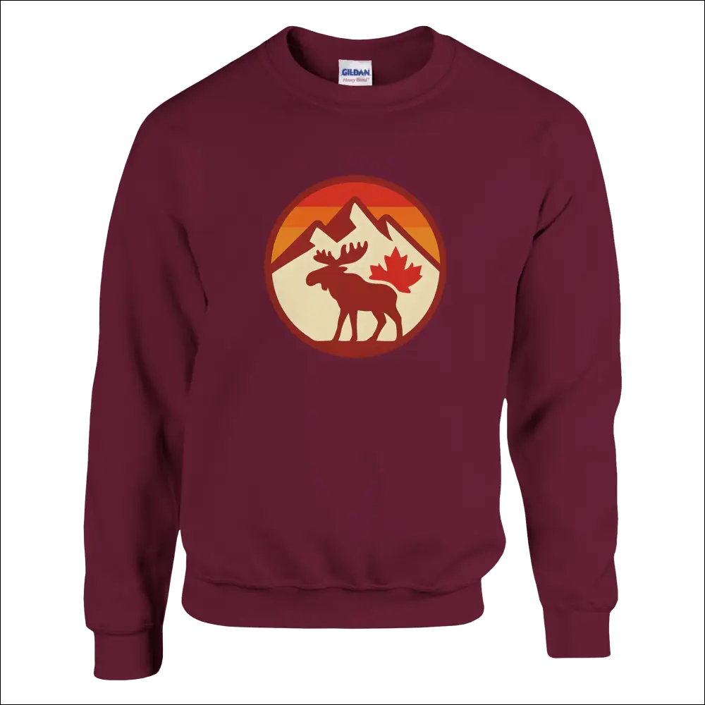 Maroon KPAP Classic Sweatshirt with Moose, Maple Leaf & Mountains