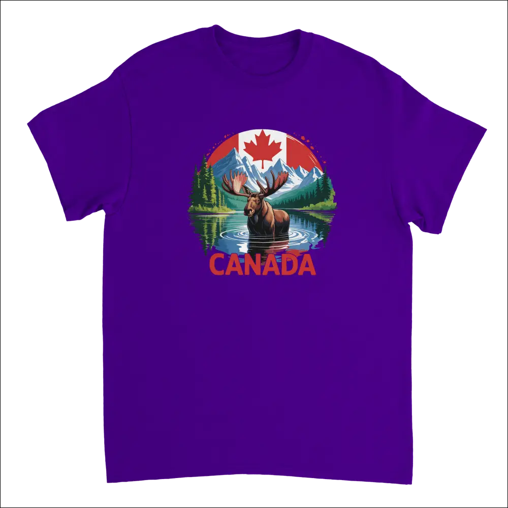 Purple Canadian moose t-shirt with graphic, heavyweight cotton