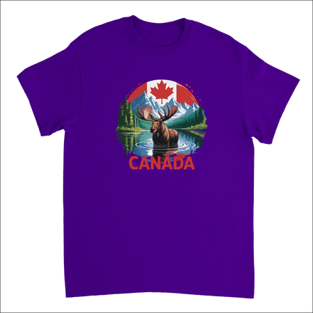 Purple Canadian moose t-shirt with graphic, heavyweight cotton