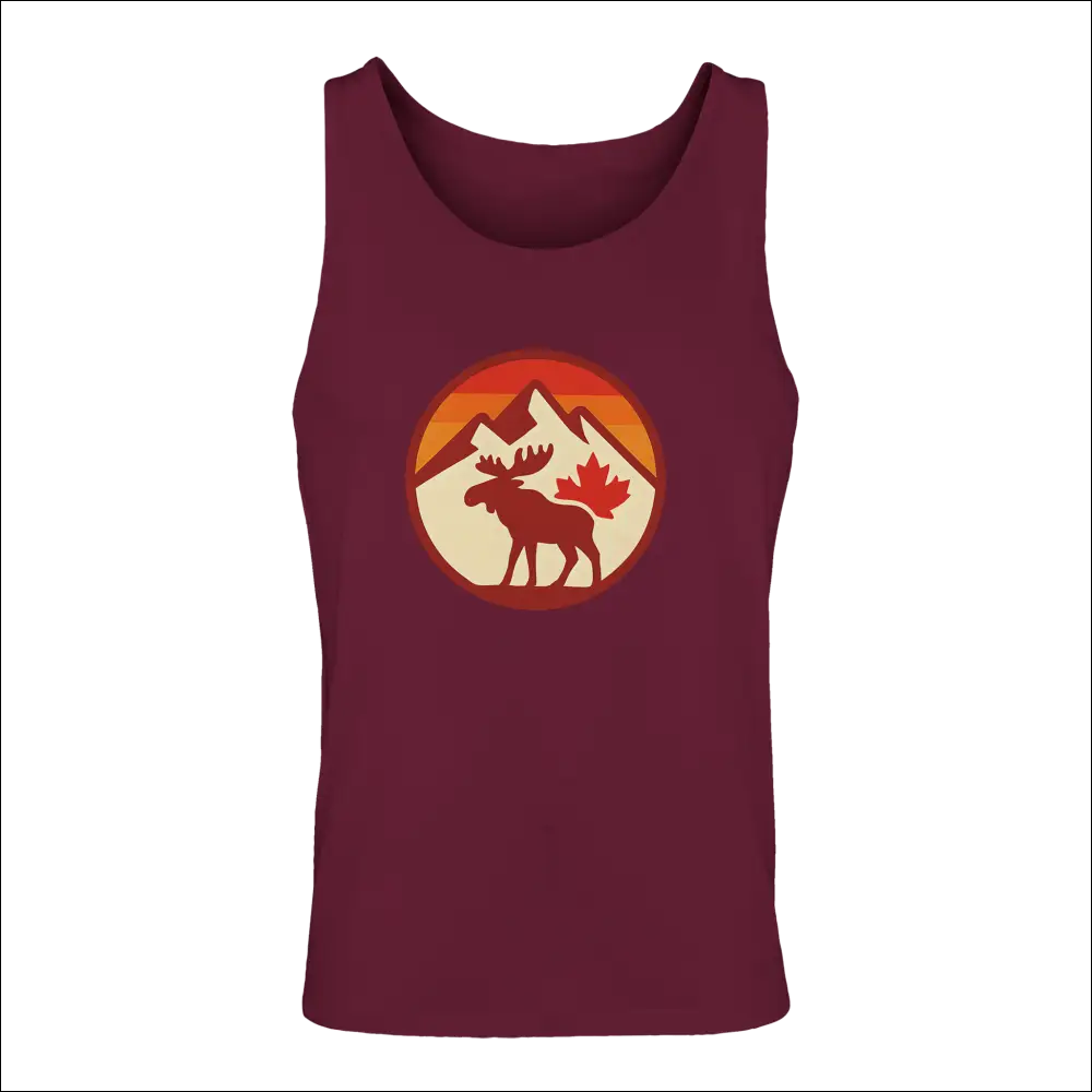 Men’s maroon moose graphic tank top by KPAP Canada