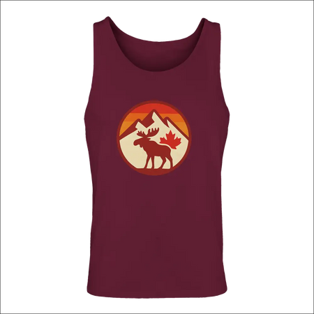 Men’s maroon moose graphic tank top by KPAP Canada