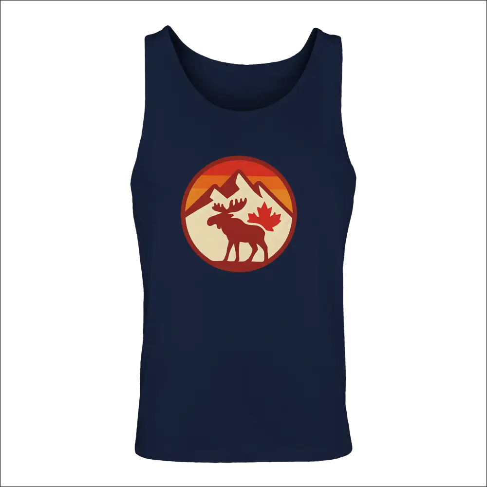 Navy blue KPAP Canada mens cotton tank with moose maple leaf graphic