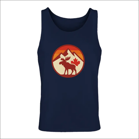 Navy blue KPAP Canada mens cotton tank with moose maple leaf graphic