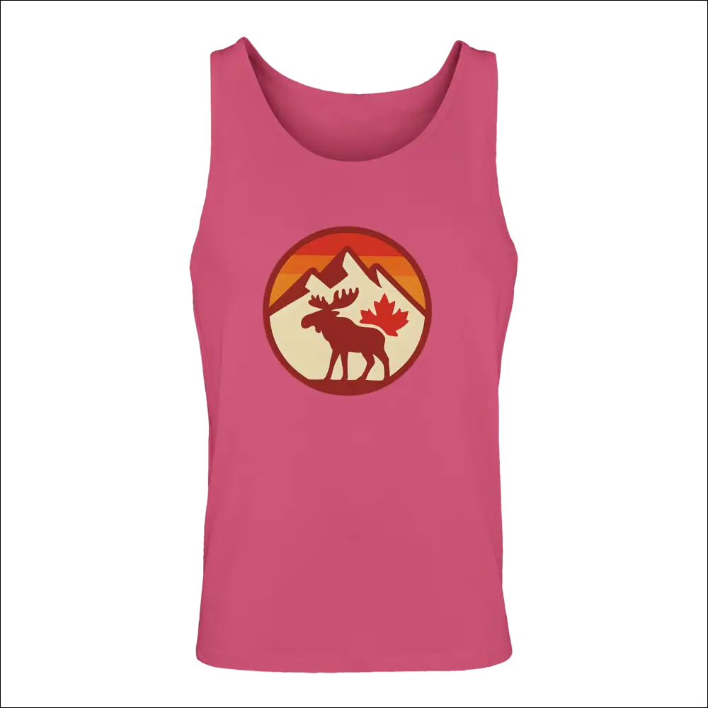 Vibrant pink mens premium cotton tank with moose graphic by KPAP Canada