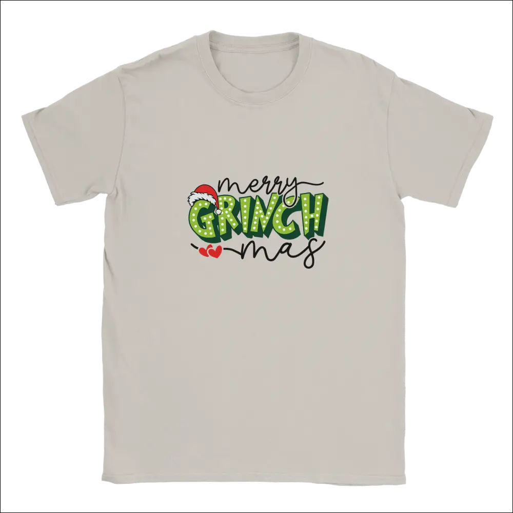 Merry Grinchmas unisex crewneck t-shirt with festive green polka-dot graphic