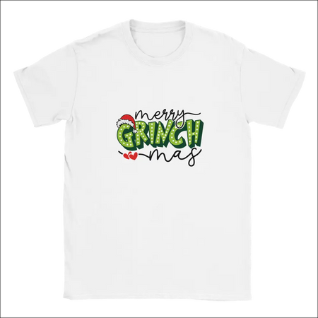 Merry Grinchmas unisex crewneck t-shirt with festive green graphic