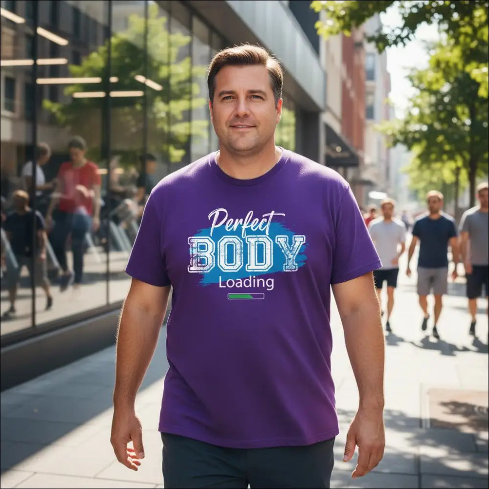 Purple Perfect Body Loading T-Shirt with White and Blue Graphic