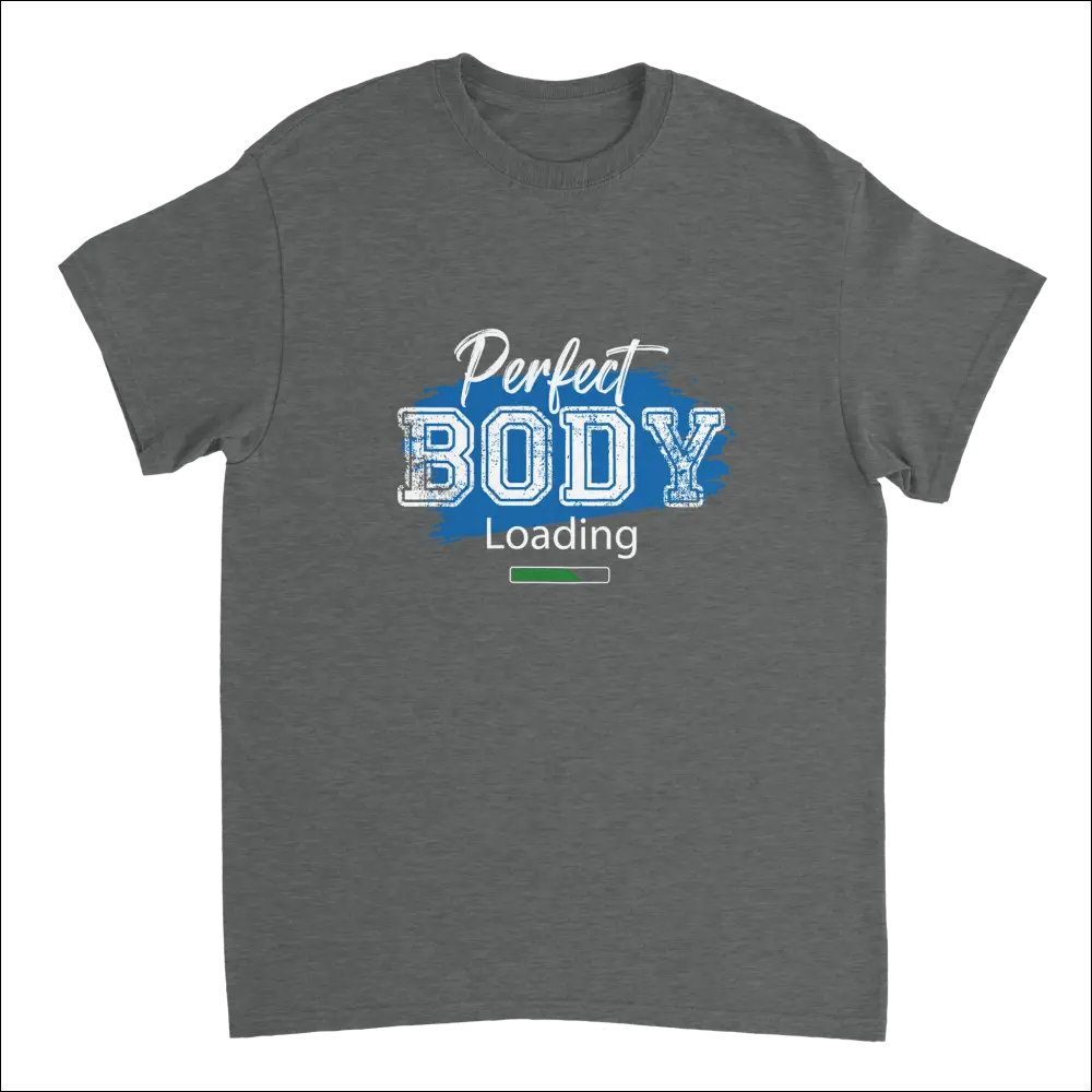 Dark gray Perfect Body Loading heavyweight cotton t-shirt with progress bar graphic