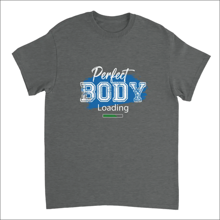 Dark gray Perfect Body Loading heavyweight cotton t-shirt with progress bar graphic