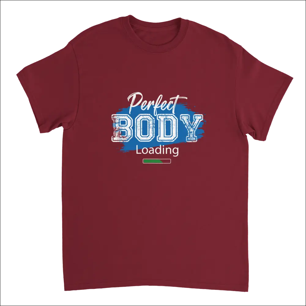 Maroon short-sleeved Perfect Body Loading heavyweight cotton t-shirt