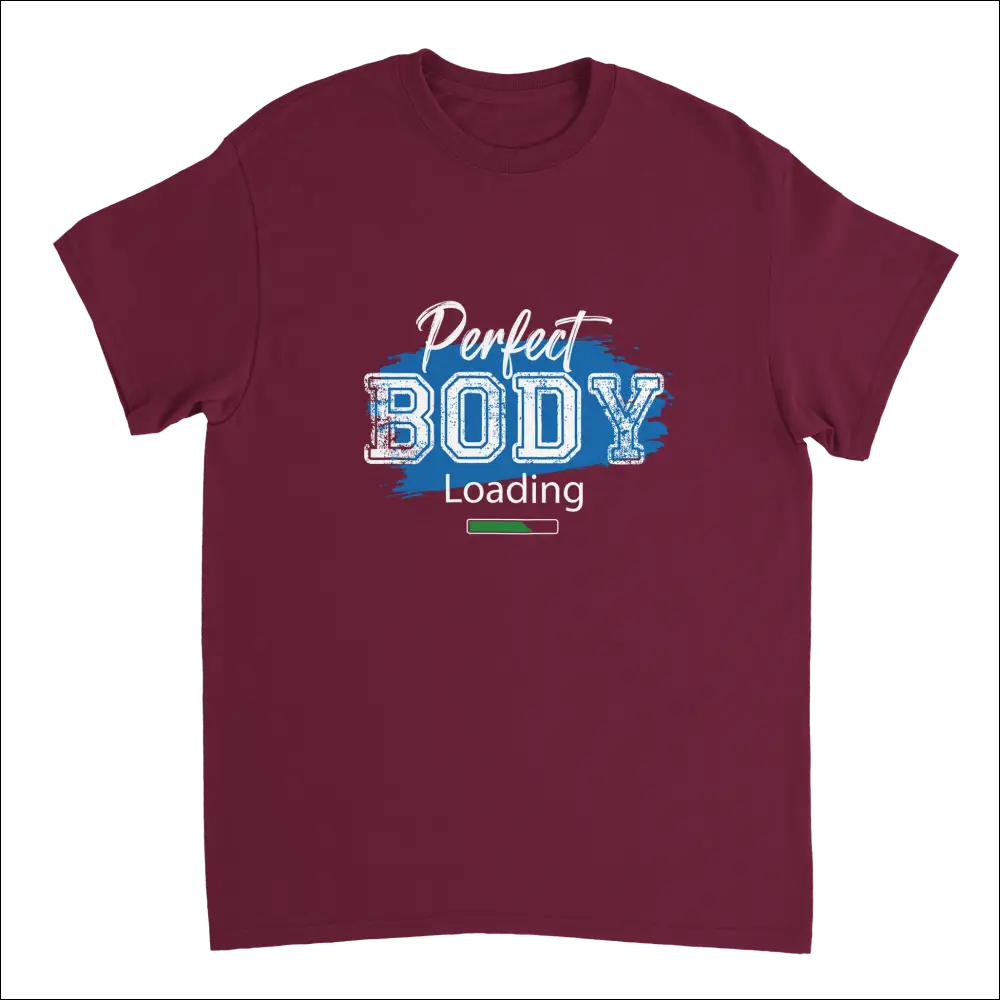 Maroon short-sleeved Perfect Body Loading heavyweight cotton t-shirt