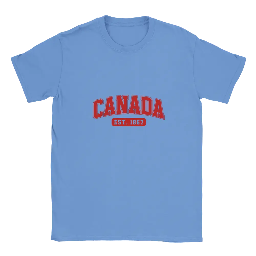 Light blue cotton unisex t-shirt with red Canada Est. 1867 print