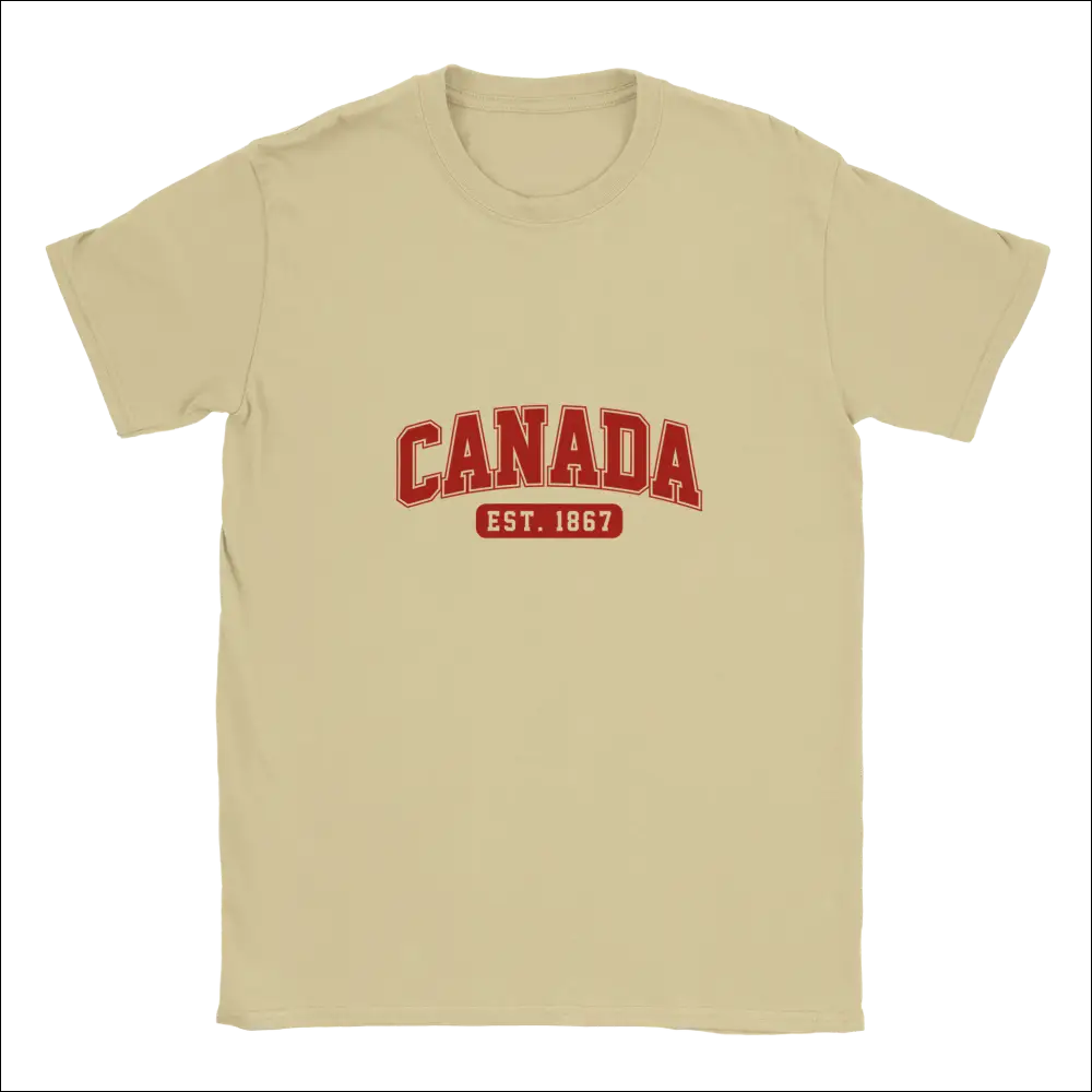 Beige short-sleeved premium Canada Est. 1867 t-shirt in soft cotton