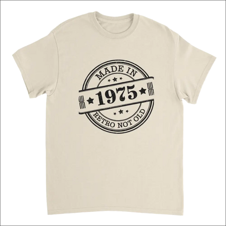 Retro Not Old T-Shirt - Cream Cotton Tee with 1975 Black Stamp Design