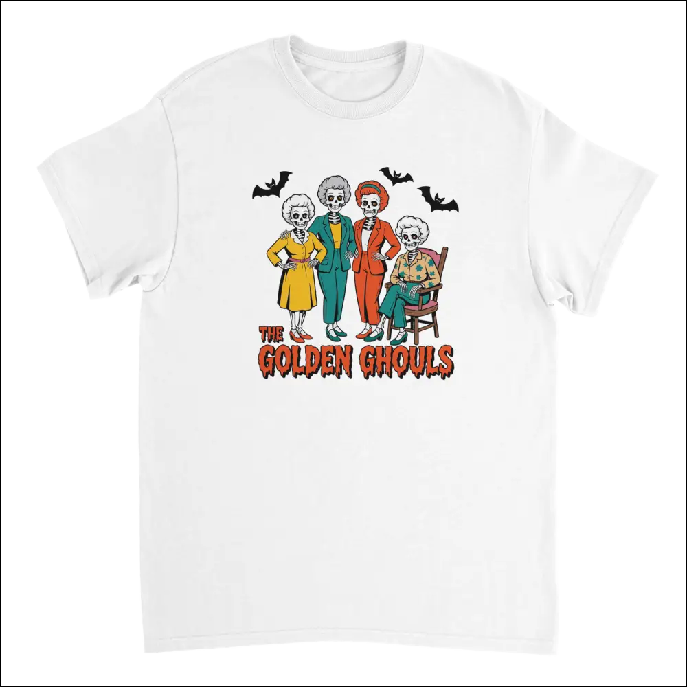 Golden Ghouls t-shirt with colorful skeleton Golden Girls graphic