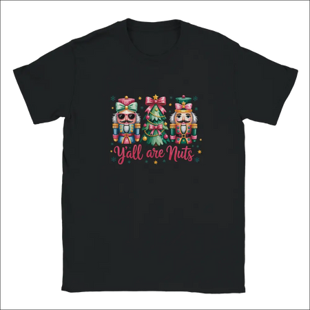 Y’all Are Nuts Christmas unisex crewneck t-shirt with nutcracker tree design